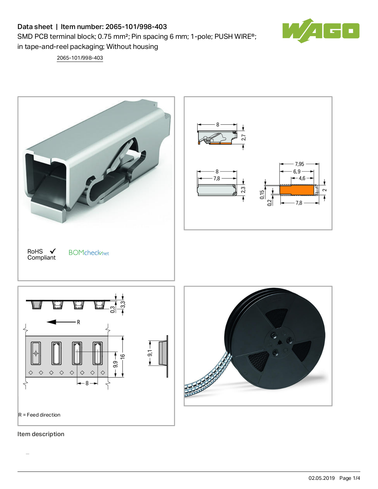 Wago 2065-101/998-403 Data Sheet