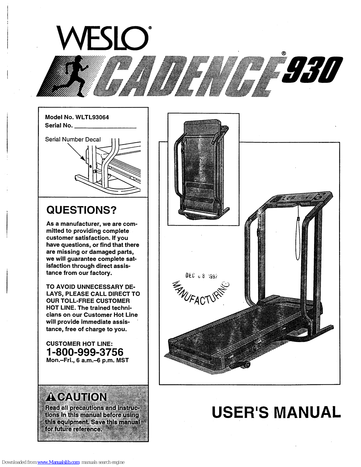 Weslo Cadence 930 User Manual