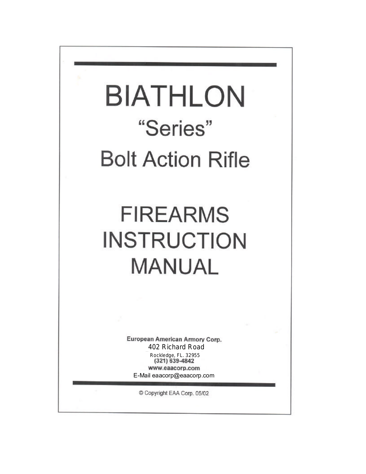 EAA Biathlon Bolt Action Instruction Manual