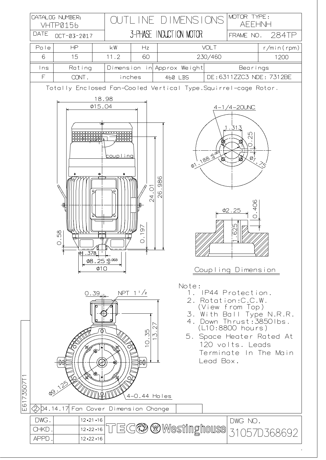 Teco VHTP0156 Reference Drawing