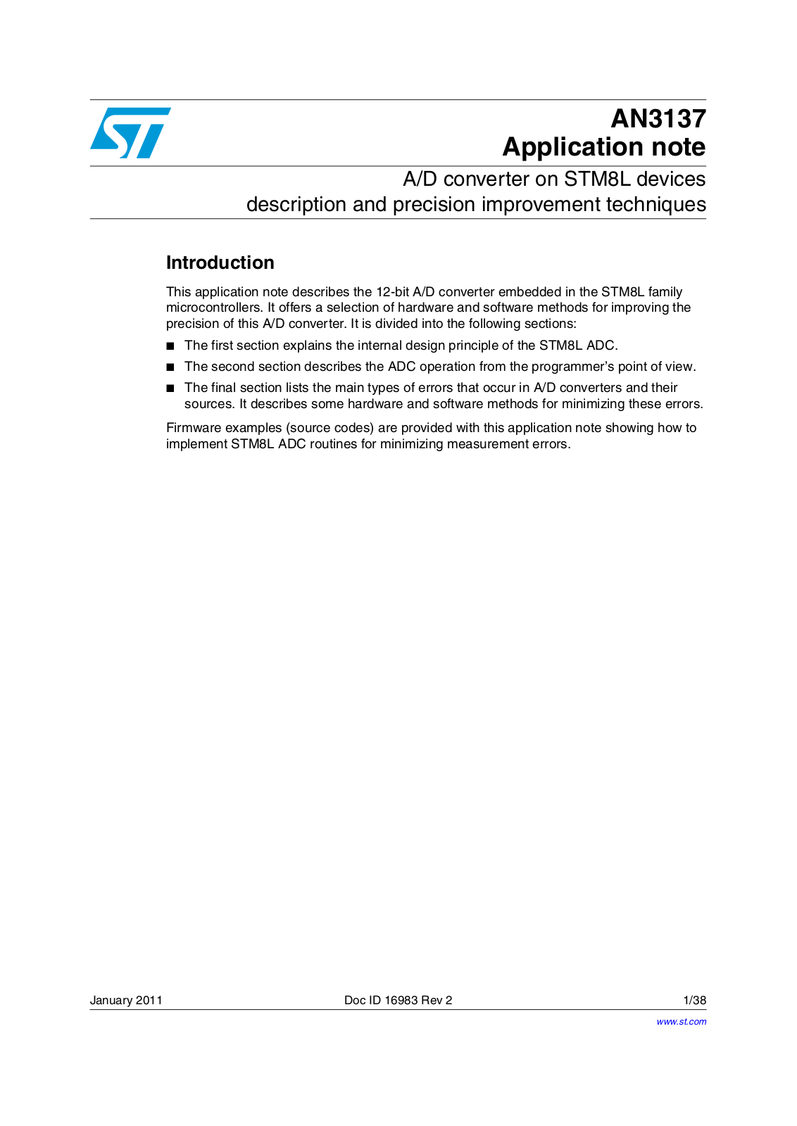 ST AN3137 Application note