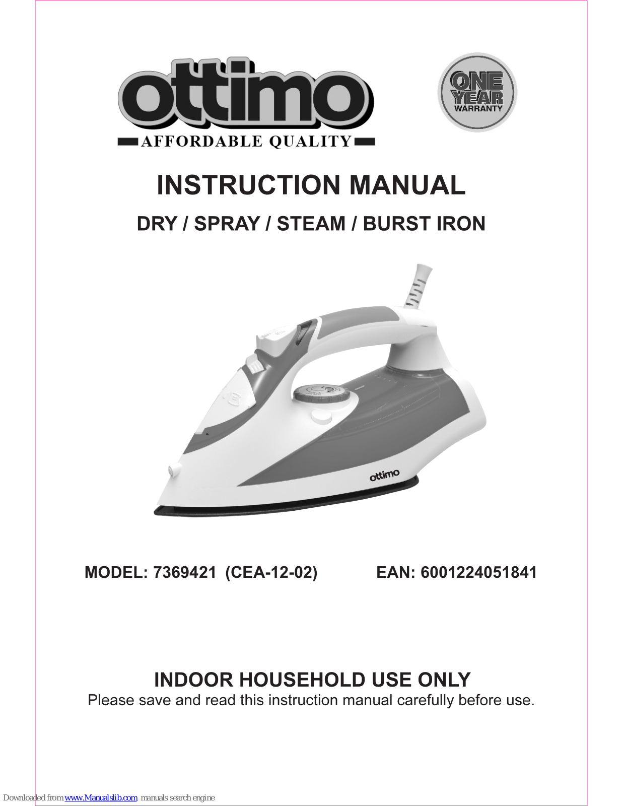 ottimo 7369421, 7371134 Instruction Manual - ManualMachine.com