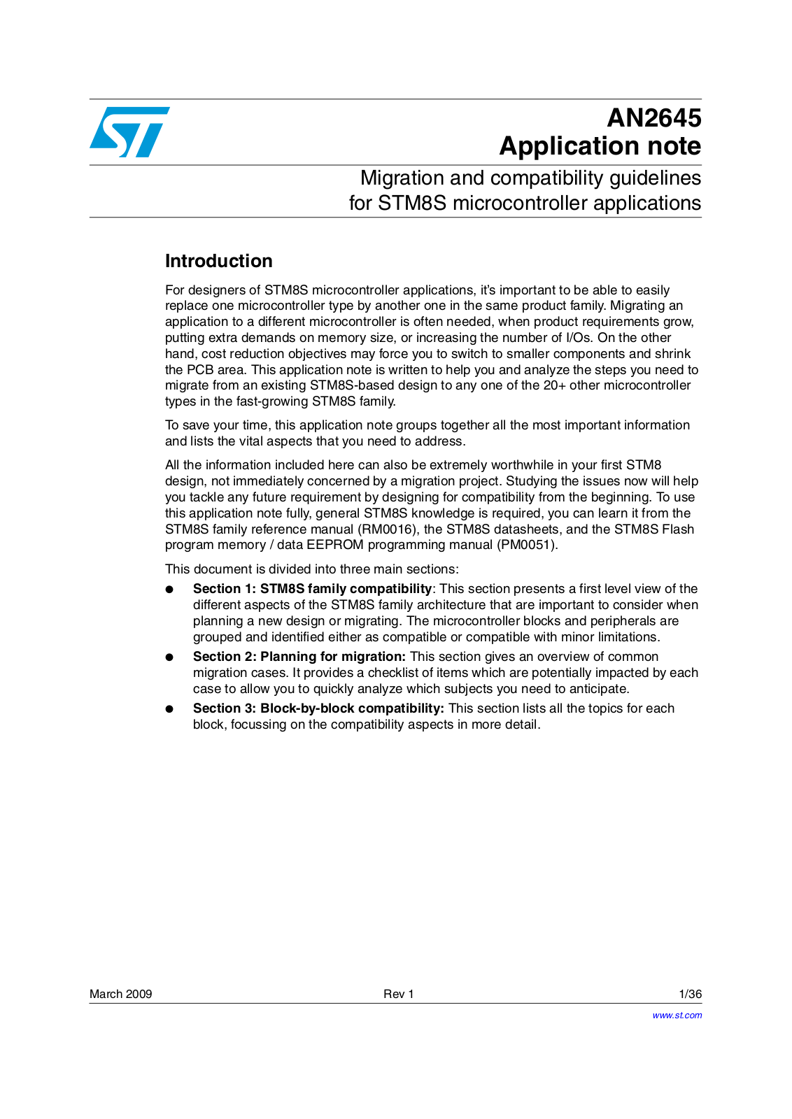 ST AN2945 Application note