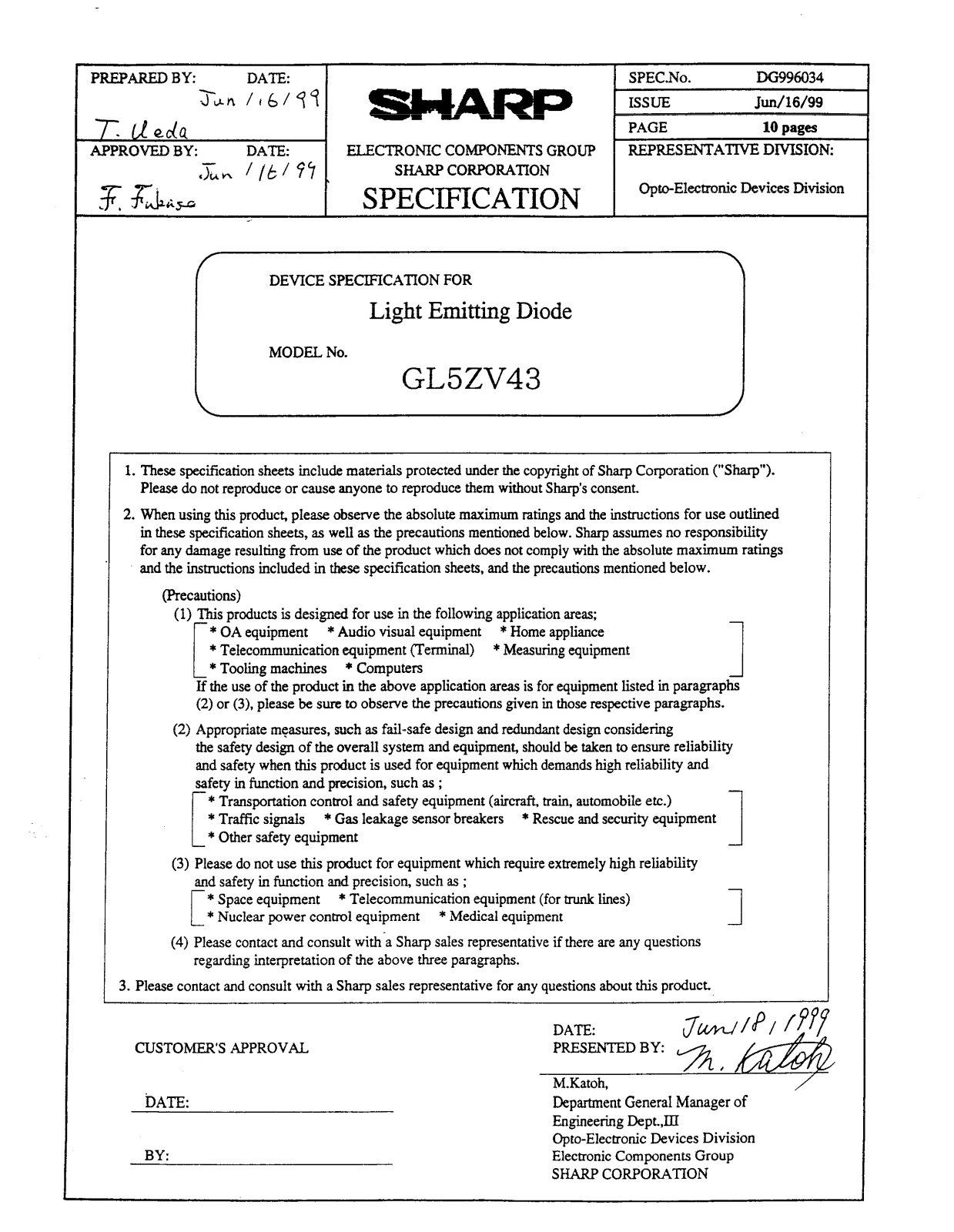 Datasheet GL5ZV43 Datasheet (Sharp) - ManualMachine.com