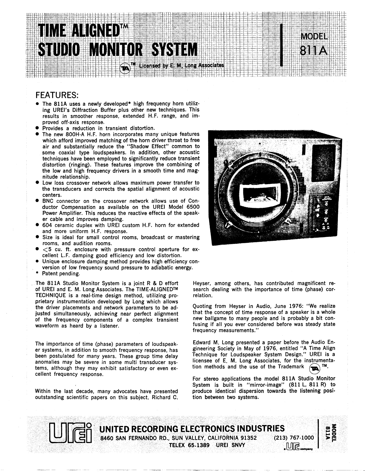 JBL UREI 811A User Manual