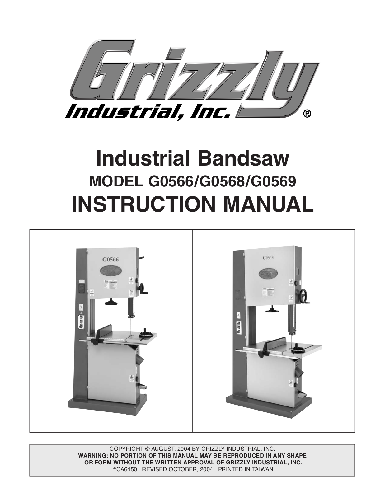 Grizzly G0566 User Manual