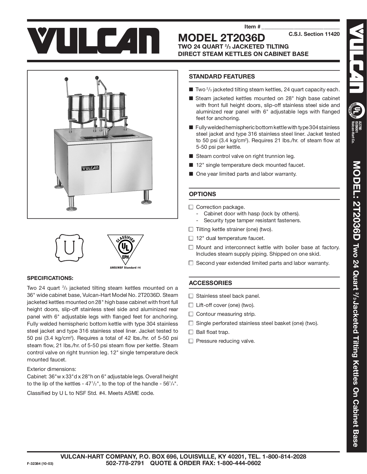 Vulcan 2T2036D User Manual