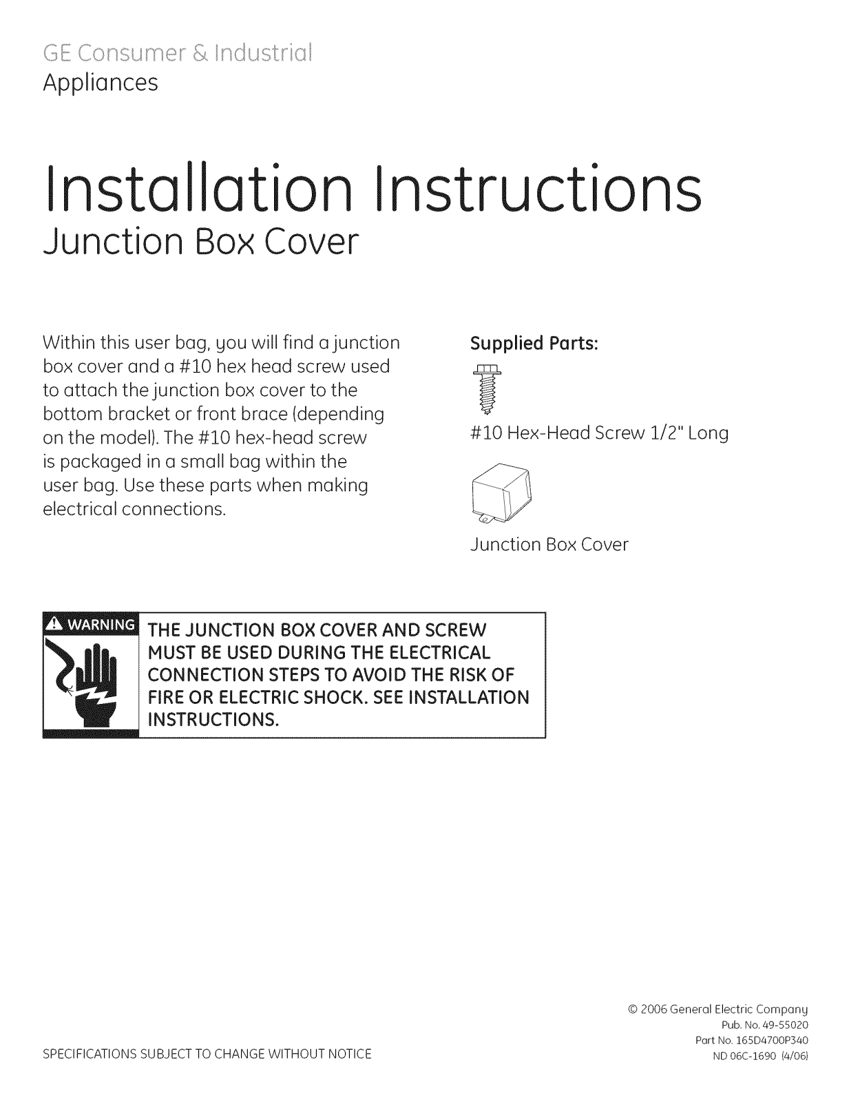 GE GLD4200L15BB, GLD4200L15CC, GLD4200L15WW, GLD4250L15CS, GLD4260L15SS Installation Guide