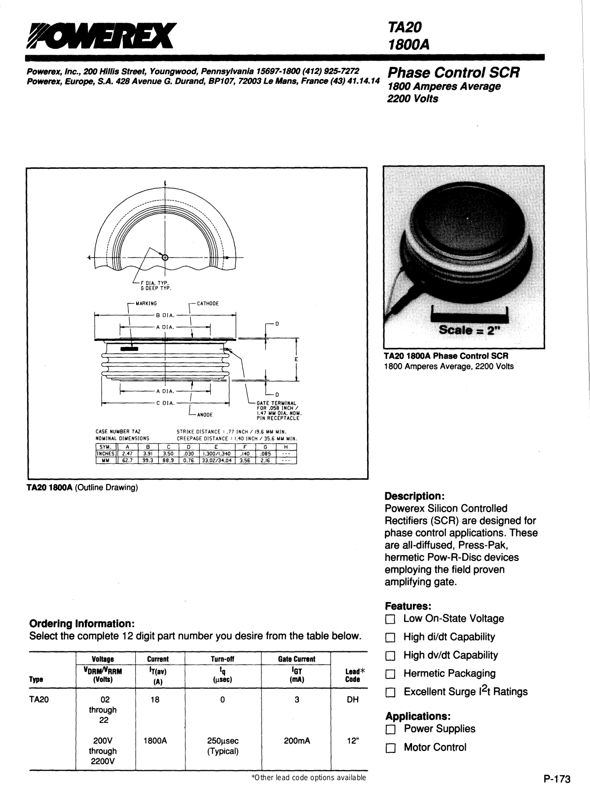 Powerex TA20 1800A Data Sheet - ManualMachine.com