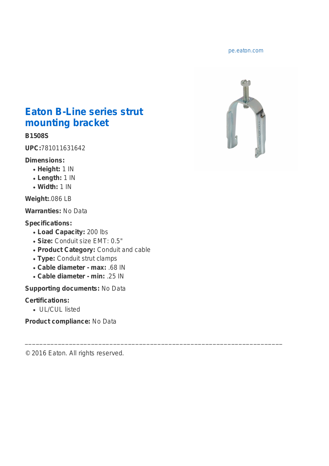 Cooper B-Line B1508S User Manual