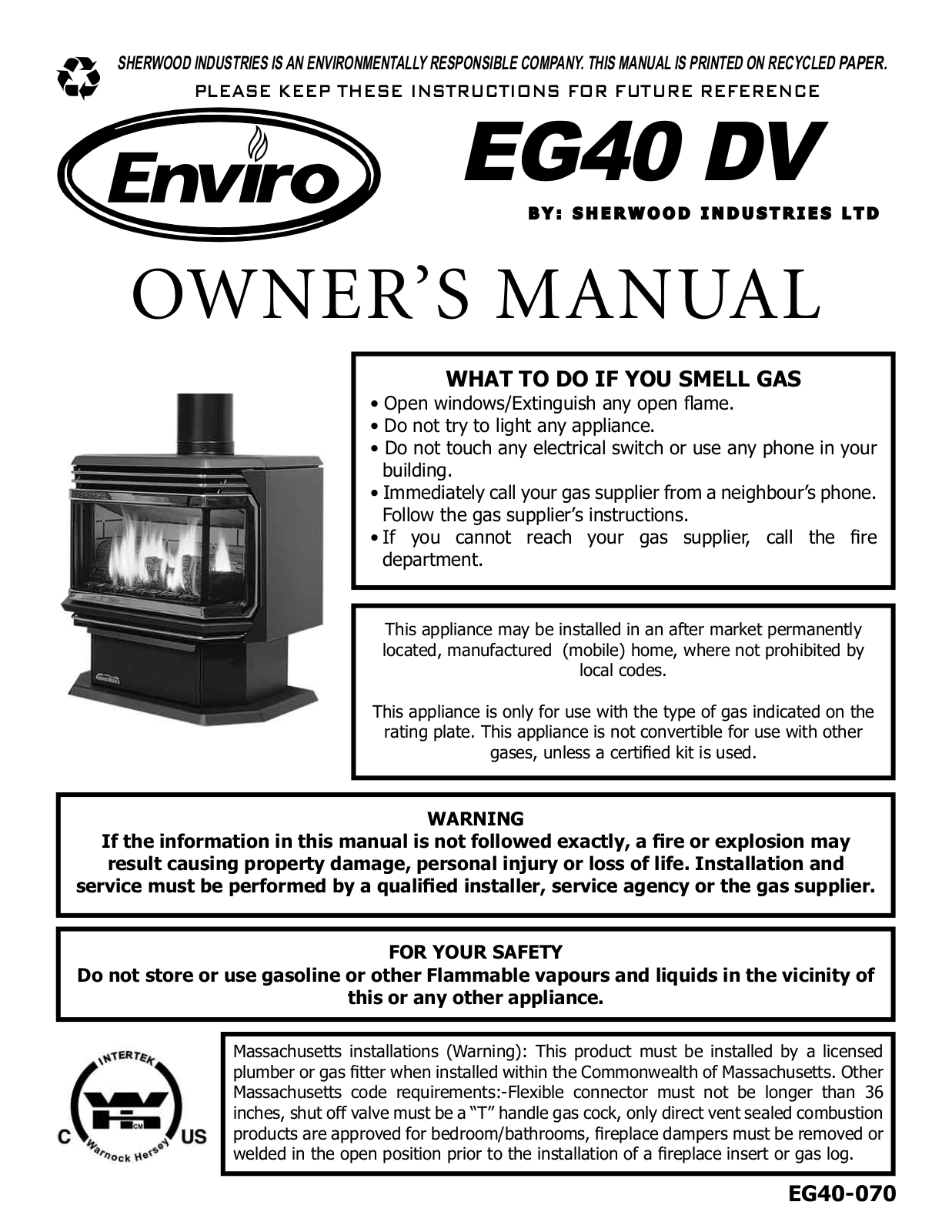 Enviro EG40 DV, C-10365 User Manual