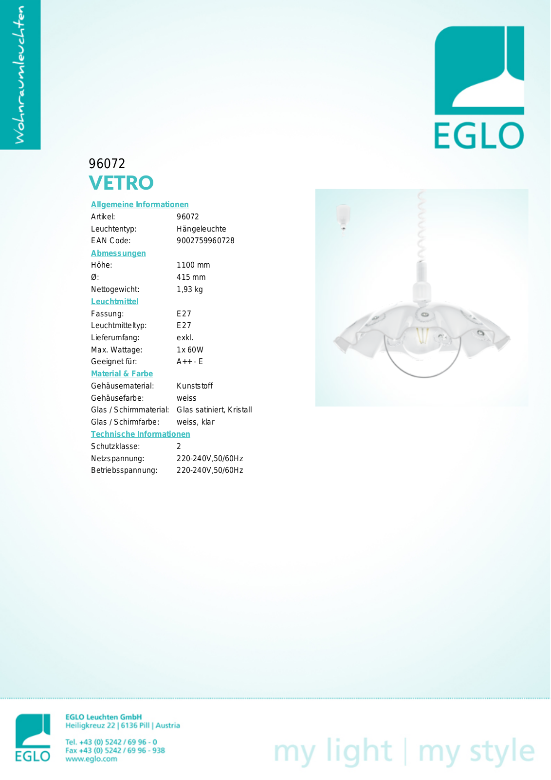 Eglo 96072 Service Manual