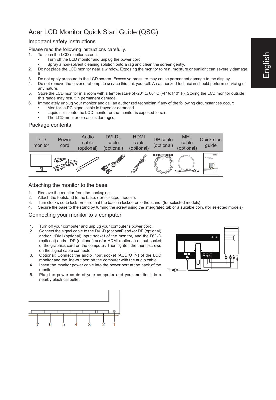 Acer CB241HQK QUICK START GUIDE