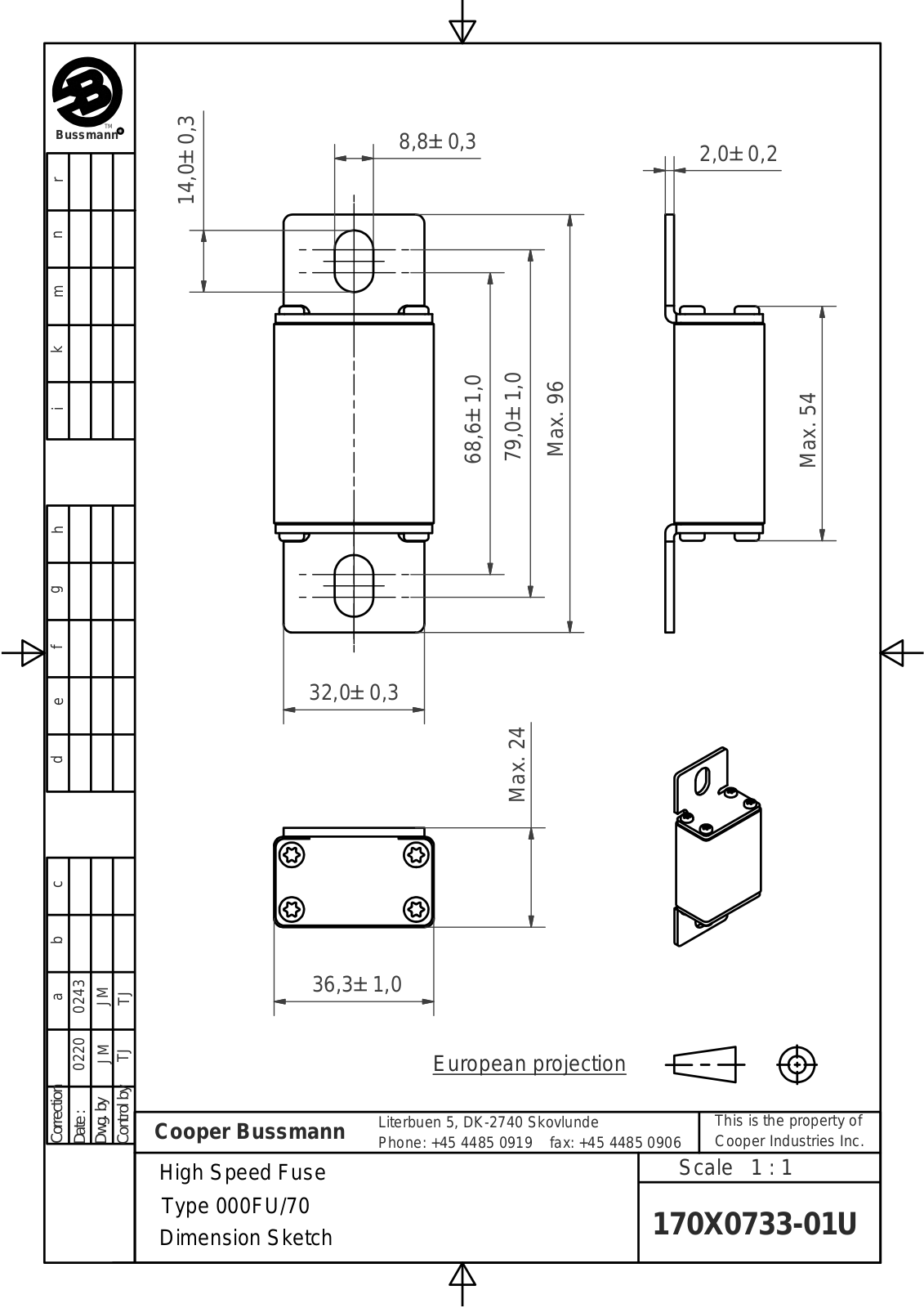 Bussmann 170X0733-01U dimensions