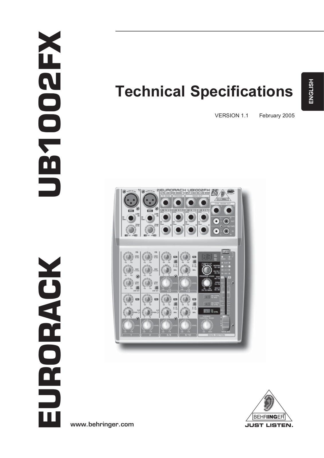 Behringer UB1002FX User Manual