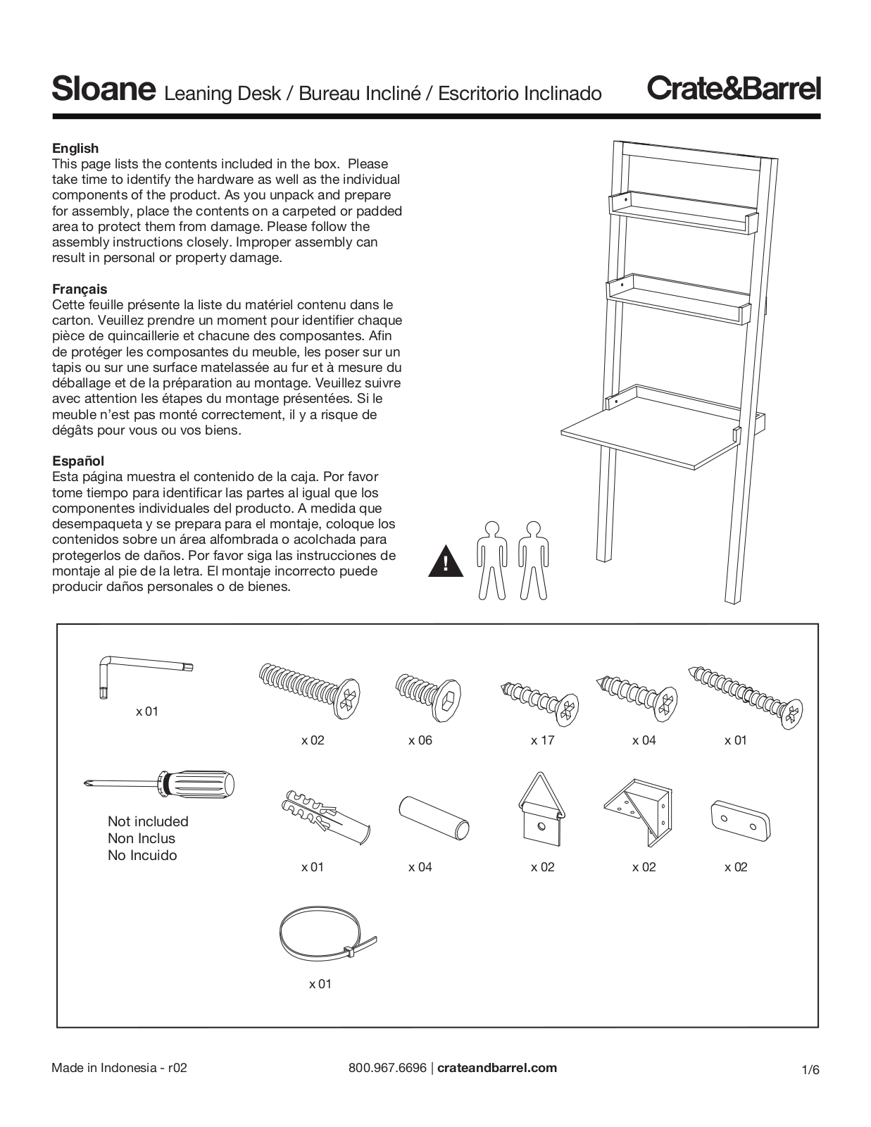 Crate & Barrel Sloane Leaning Desk Assembly Instruction