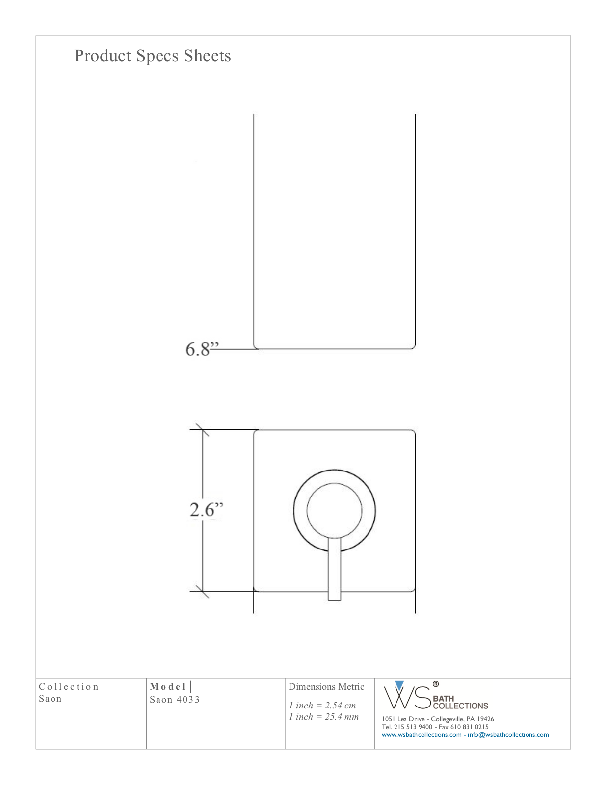 WS Bath Collections WSO1105 Specifications - ManualMachine.com