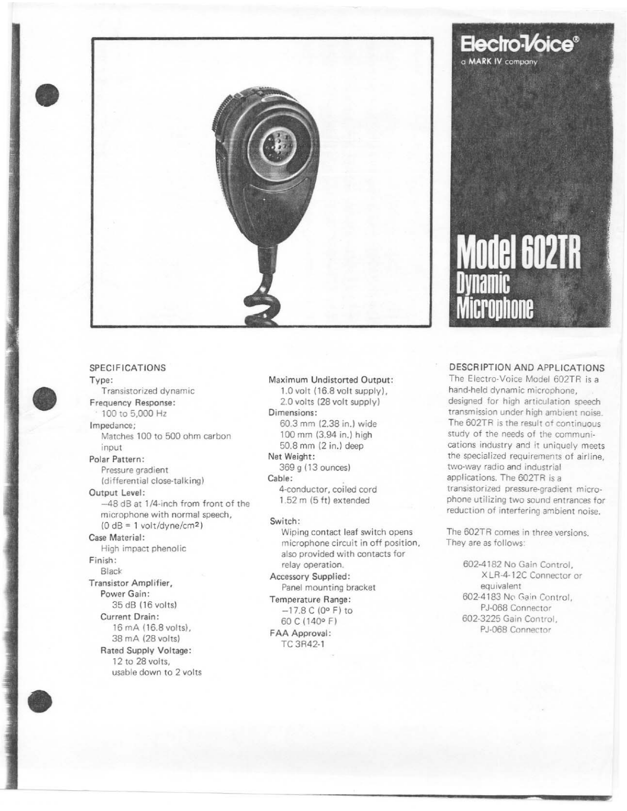 Electro-voice 602TR User Manual