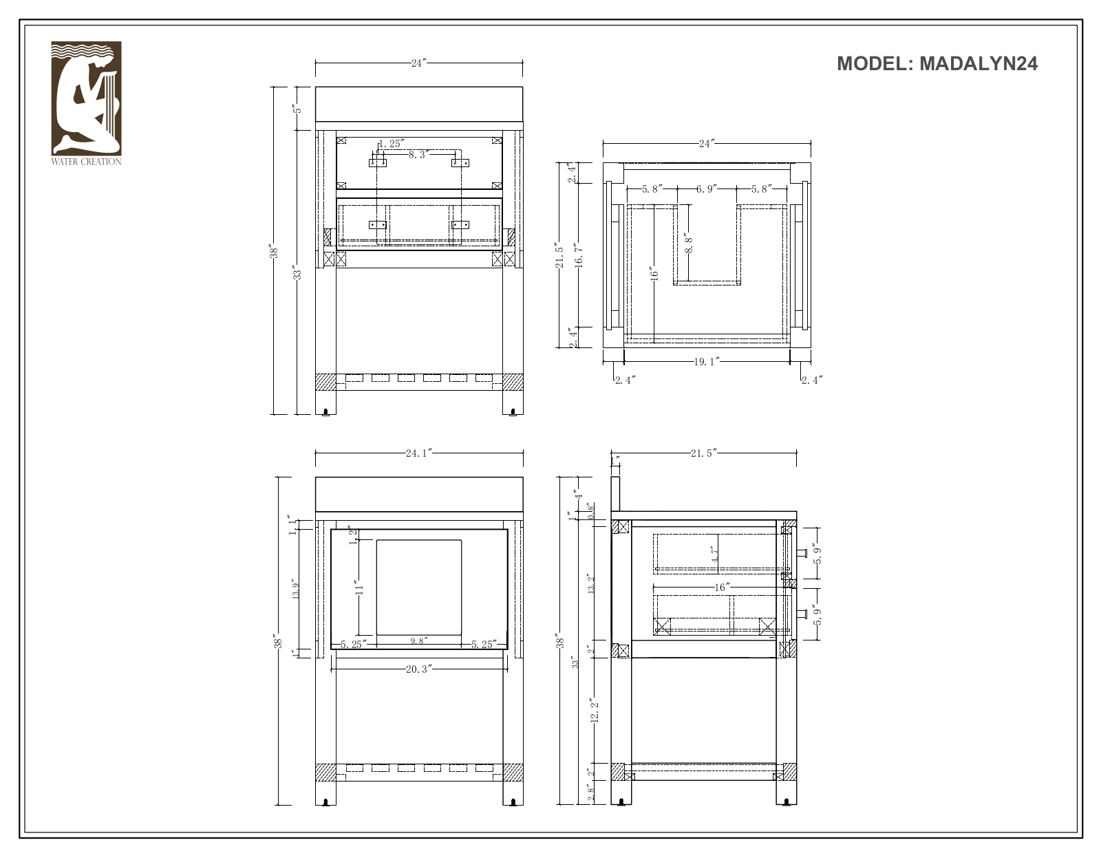 Water Creation MADALYN24WF, MADALYN24WBF, MADALYN24WB, MADALYN24GBF, MADALYN24GF User Manual