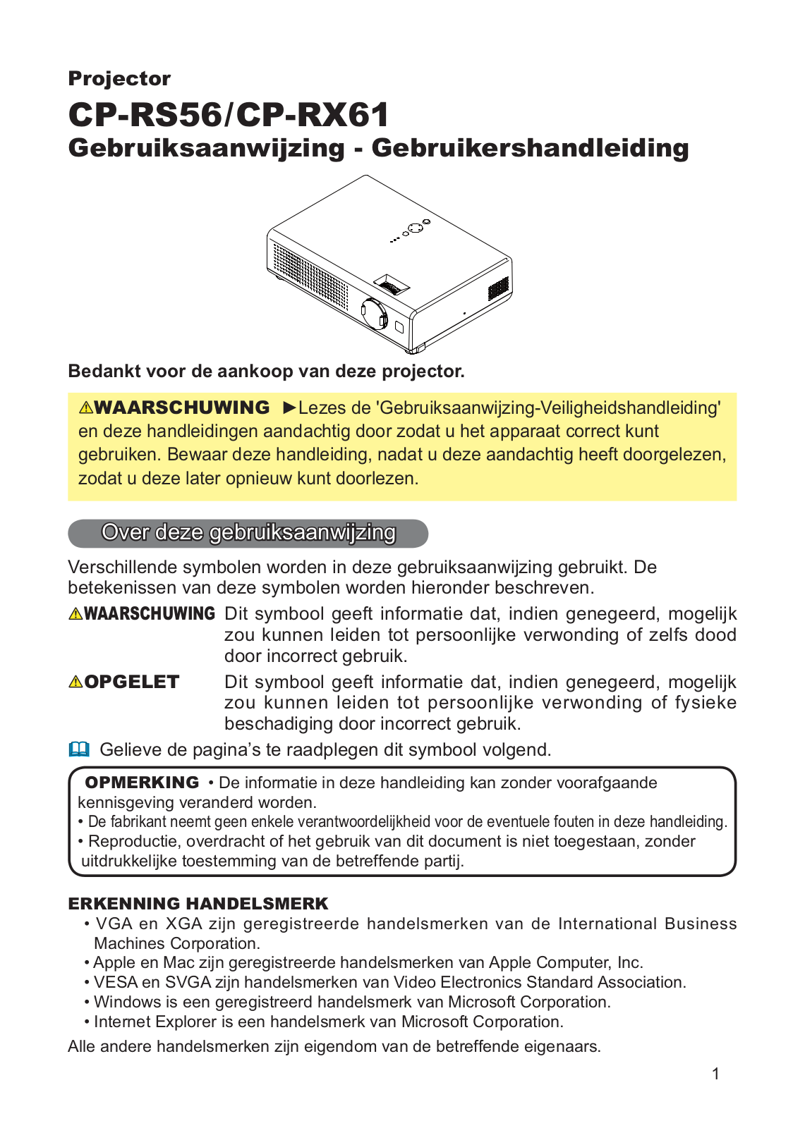 Hitachi CP-RX61W, CP-RS56W User Manual