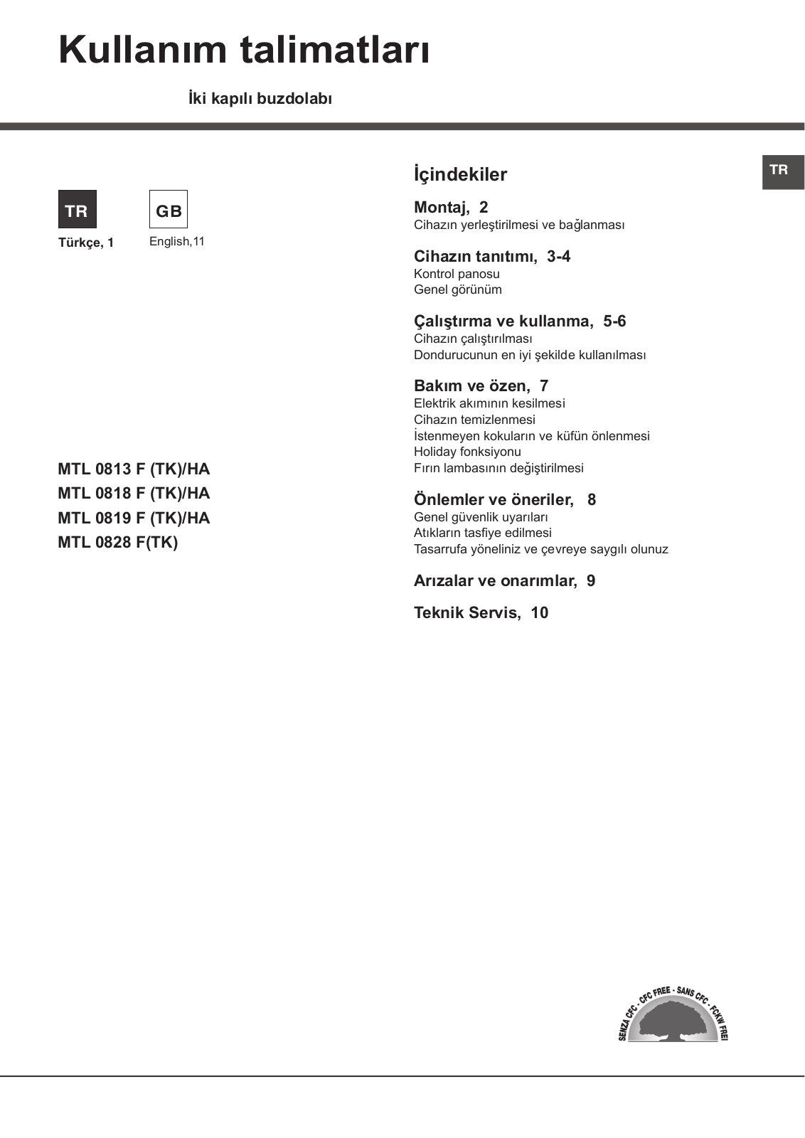 HOTPOINT/ARISTON MTL 0828 F User Manual