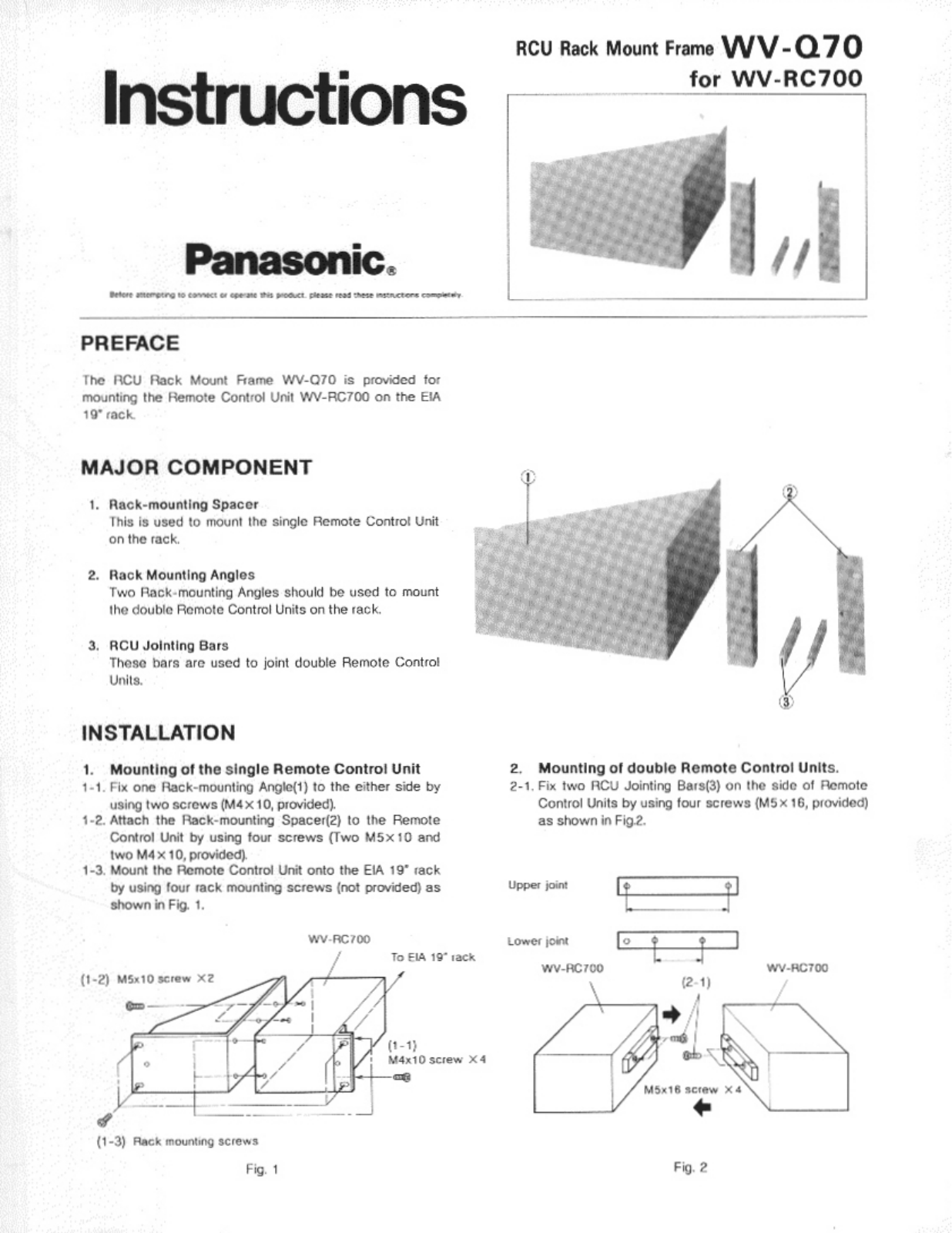 Panasonic WV-Q70 User Manual