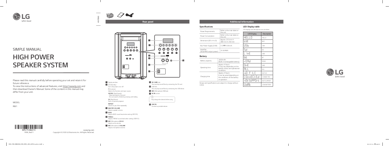 LG RM1 User Guide