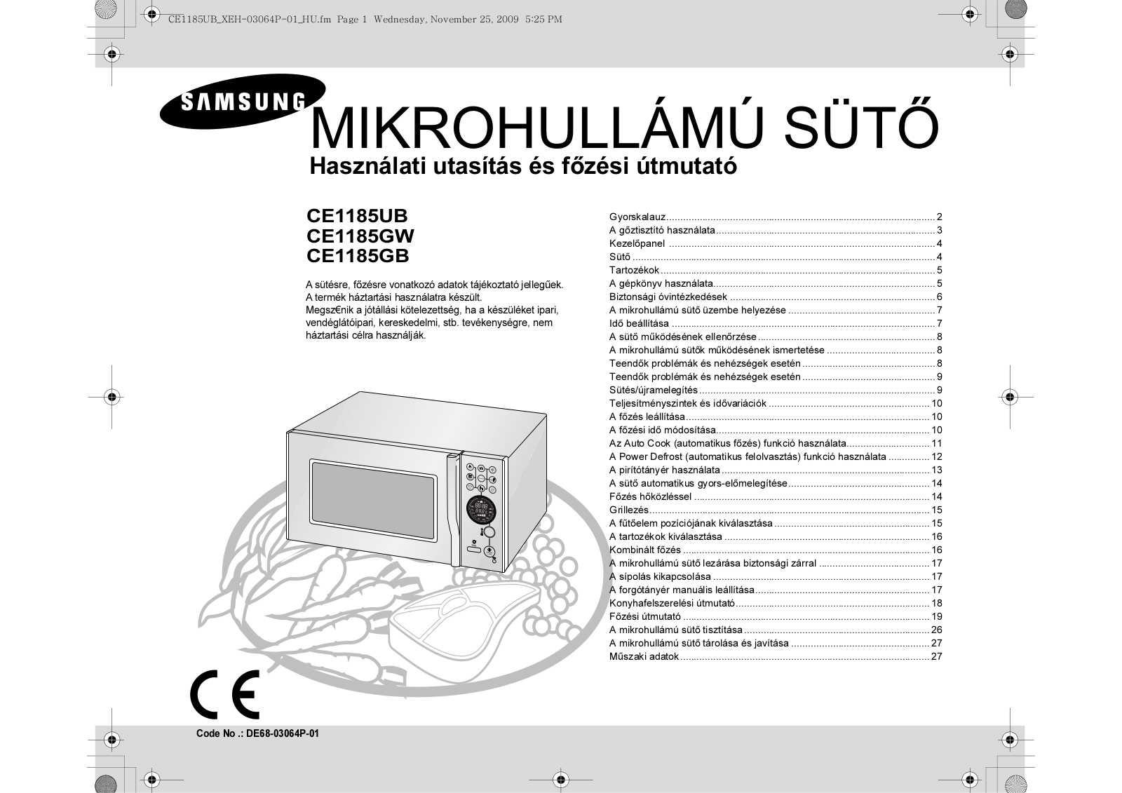 Samsung CE1185UB, CE1185GW, CE1185GB User Manual