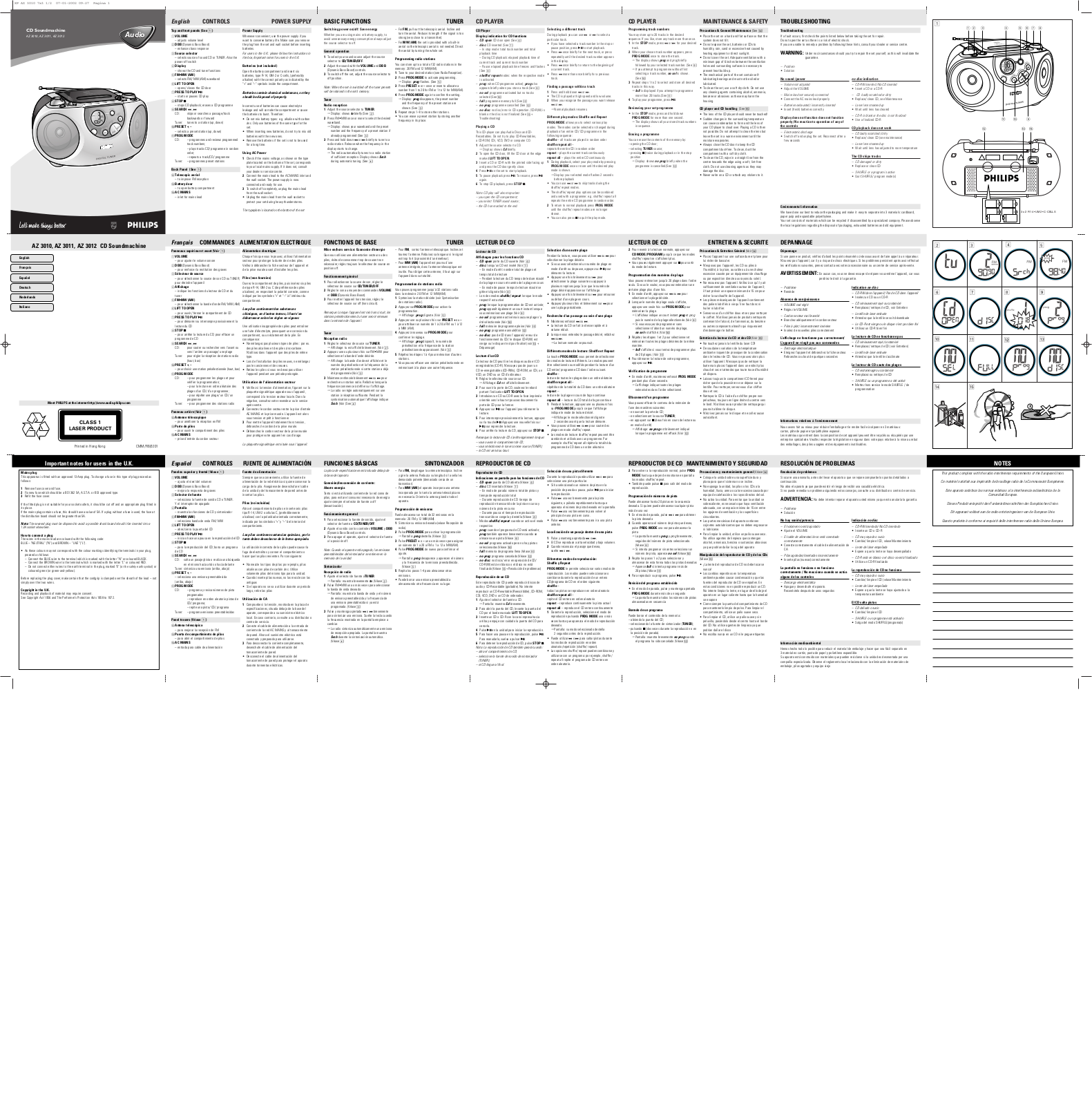 Philips AZ 3010, AZ 3011, AZ 3012 User Manual