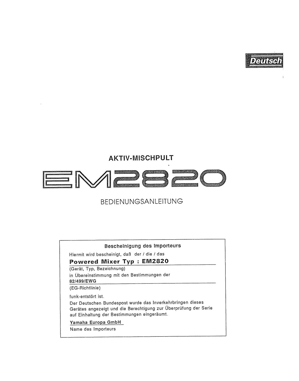 Yamaha EM2820 User Manual