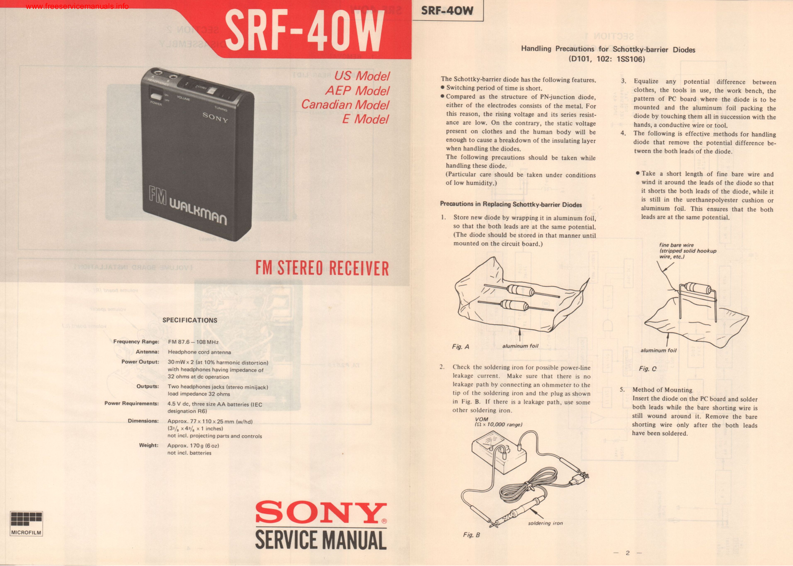 SONY SRF-40W Service Manual