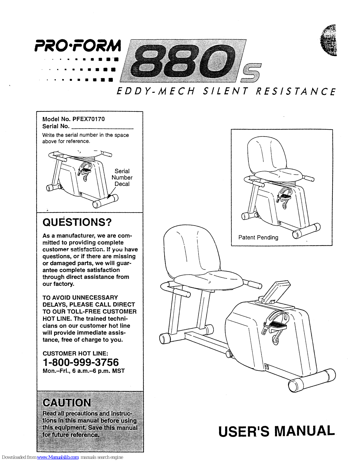 ProForm 880s, 880s Bike, PFEX70170 User Manual