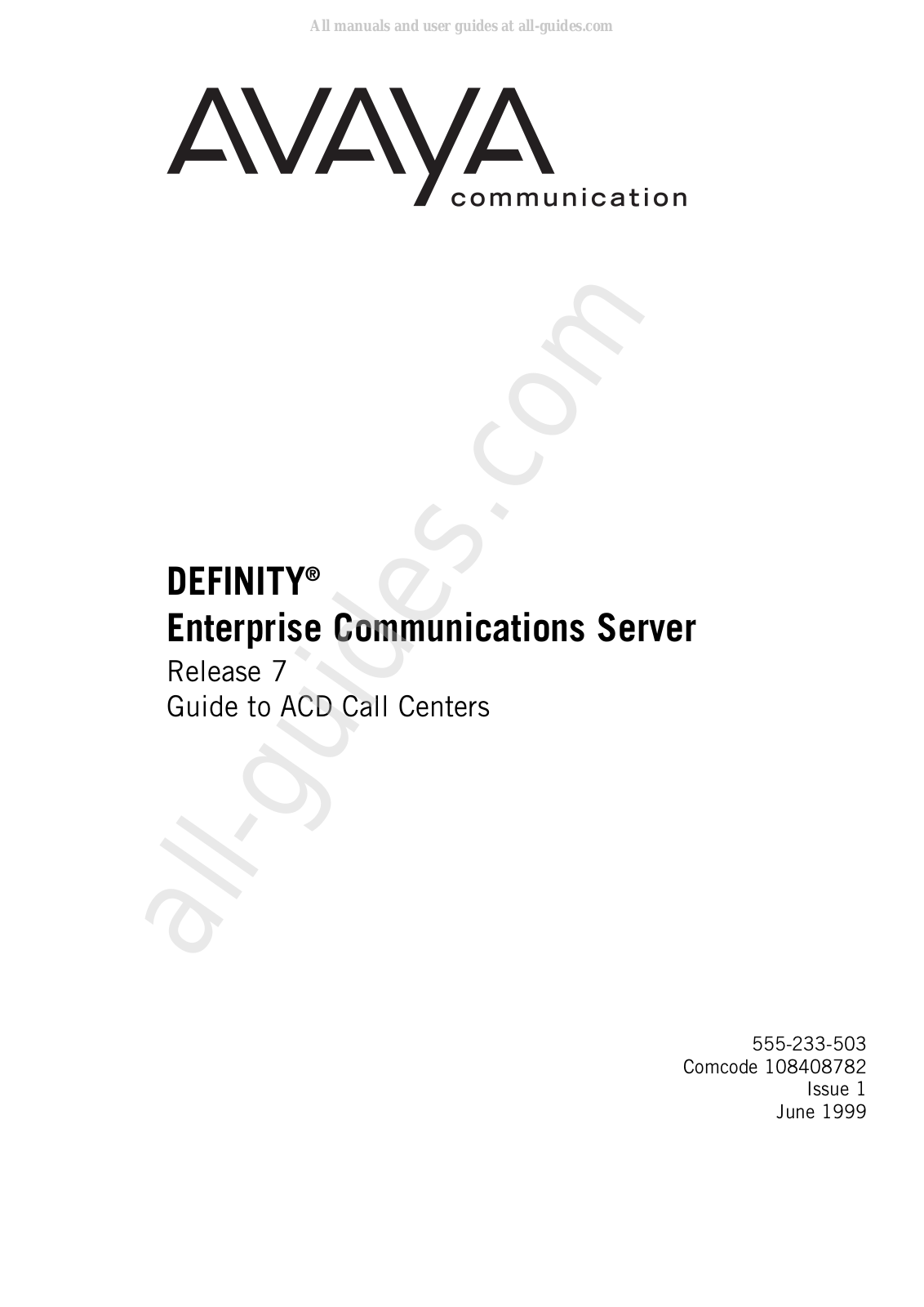 Avaya DEFINITY User Manual