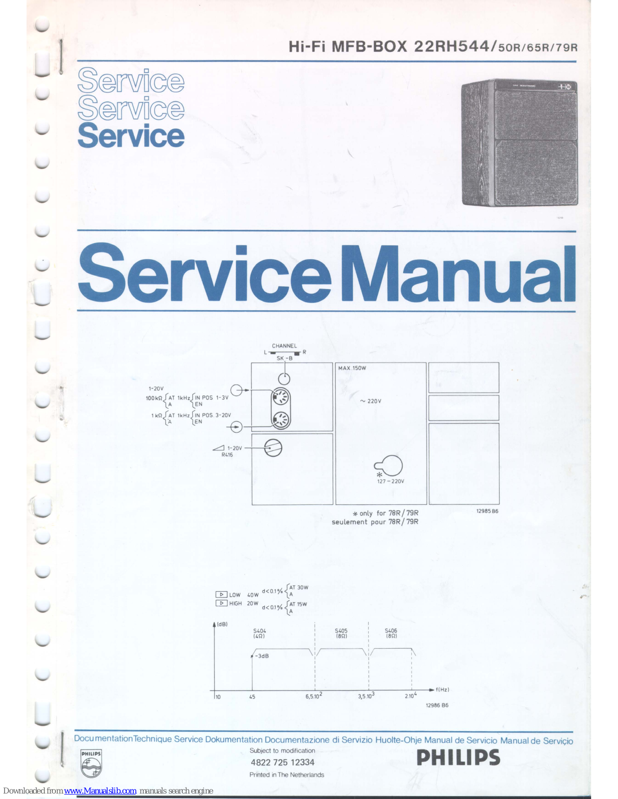 Philips 22RH544 /50r/65r/79r, 22RH544/50r, 22RH544/65r, 22RH544/79r Service Manual