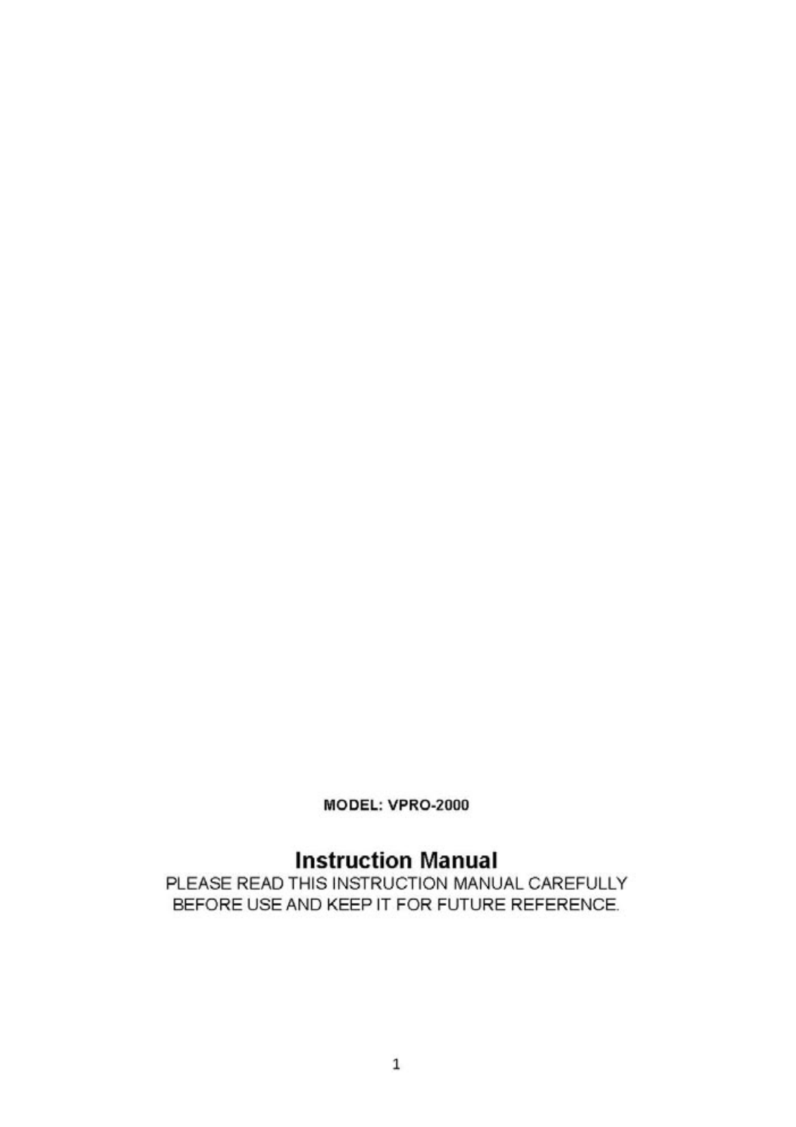 Innovative Technology Electronics VPRO2000 User Manual