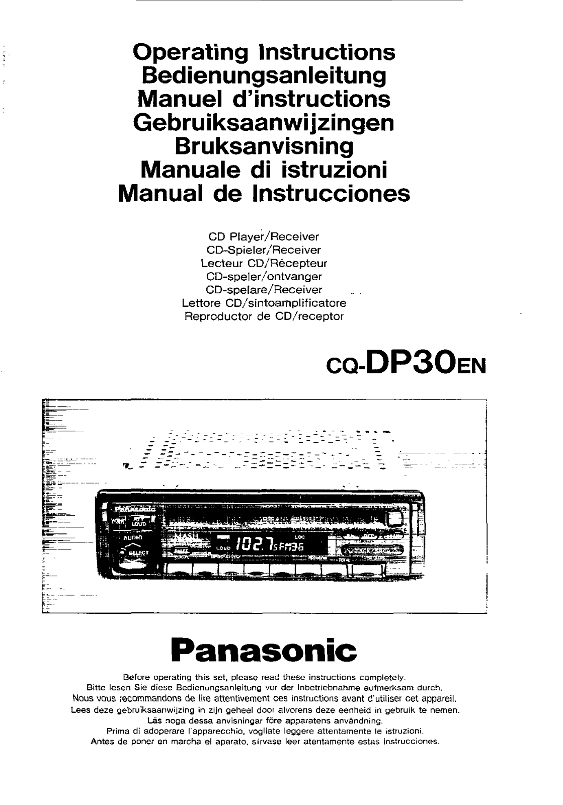 Panasonic CQ-DP30E User Manual