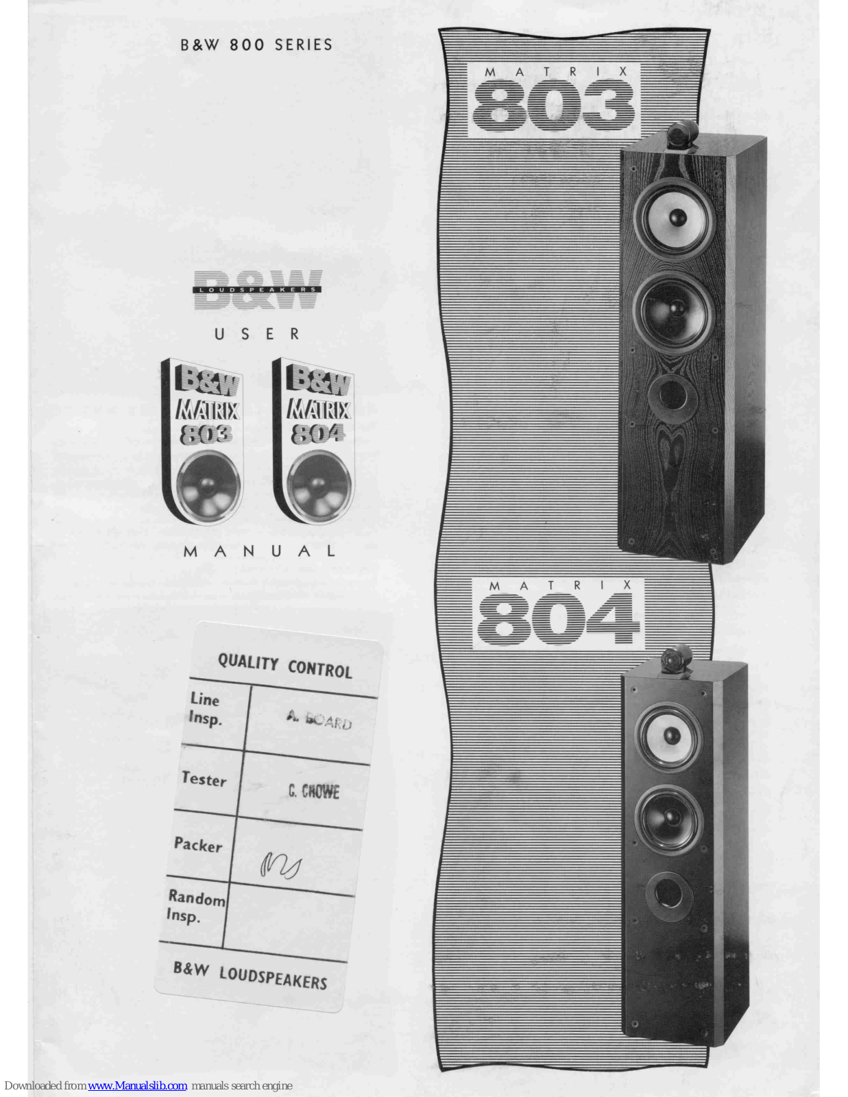 Bowers & Wilkins Matrix 803, Matrix 804 User Manual