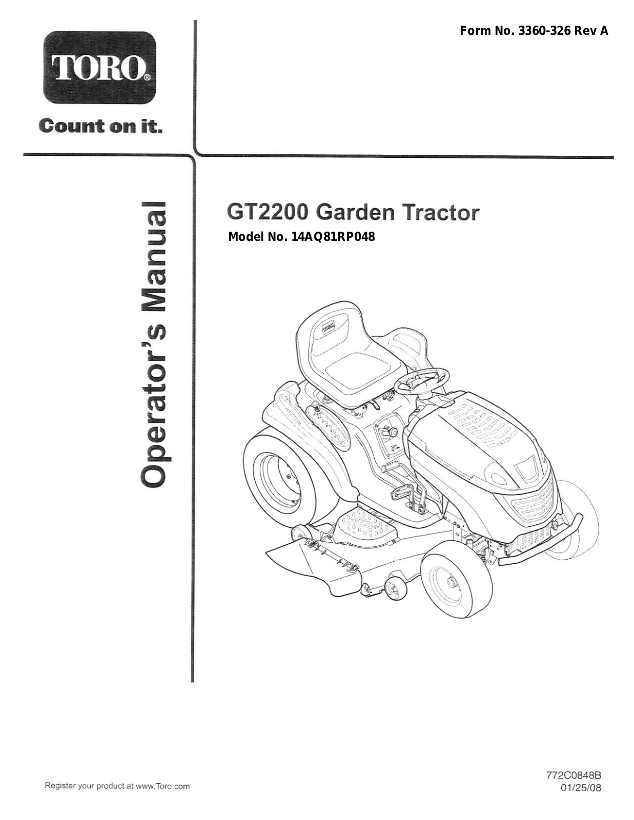 Toro 14AQ81RP048 Operator's Manual