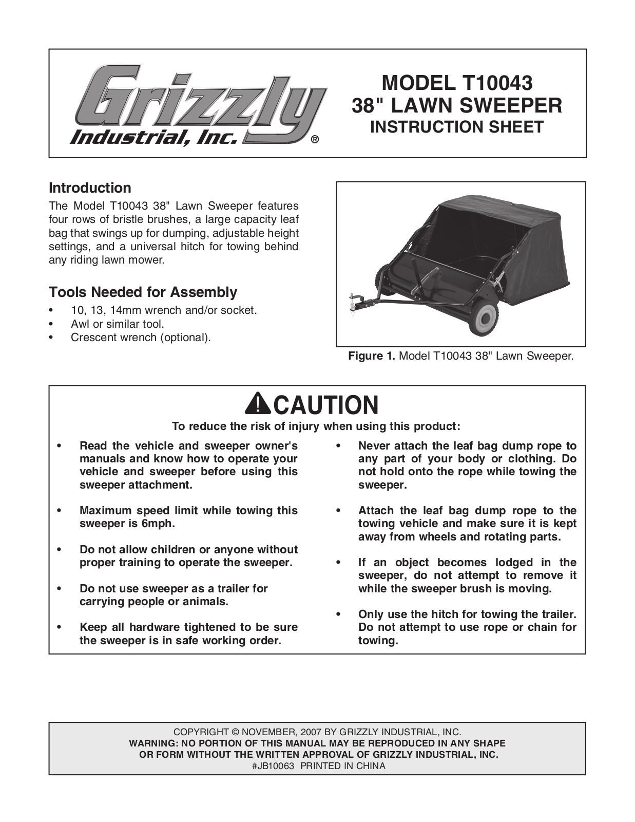 Grizzly T10043 User Manual