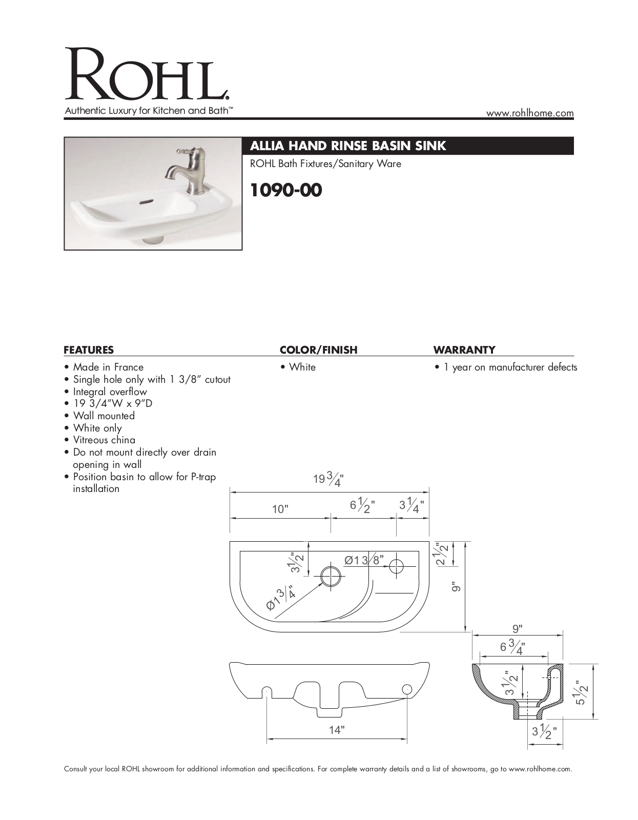 Rohl 109000 User Manual