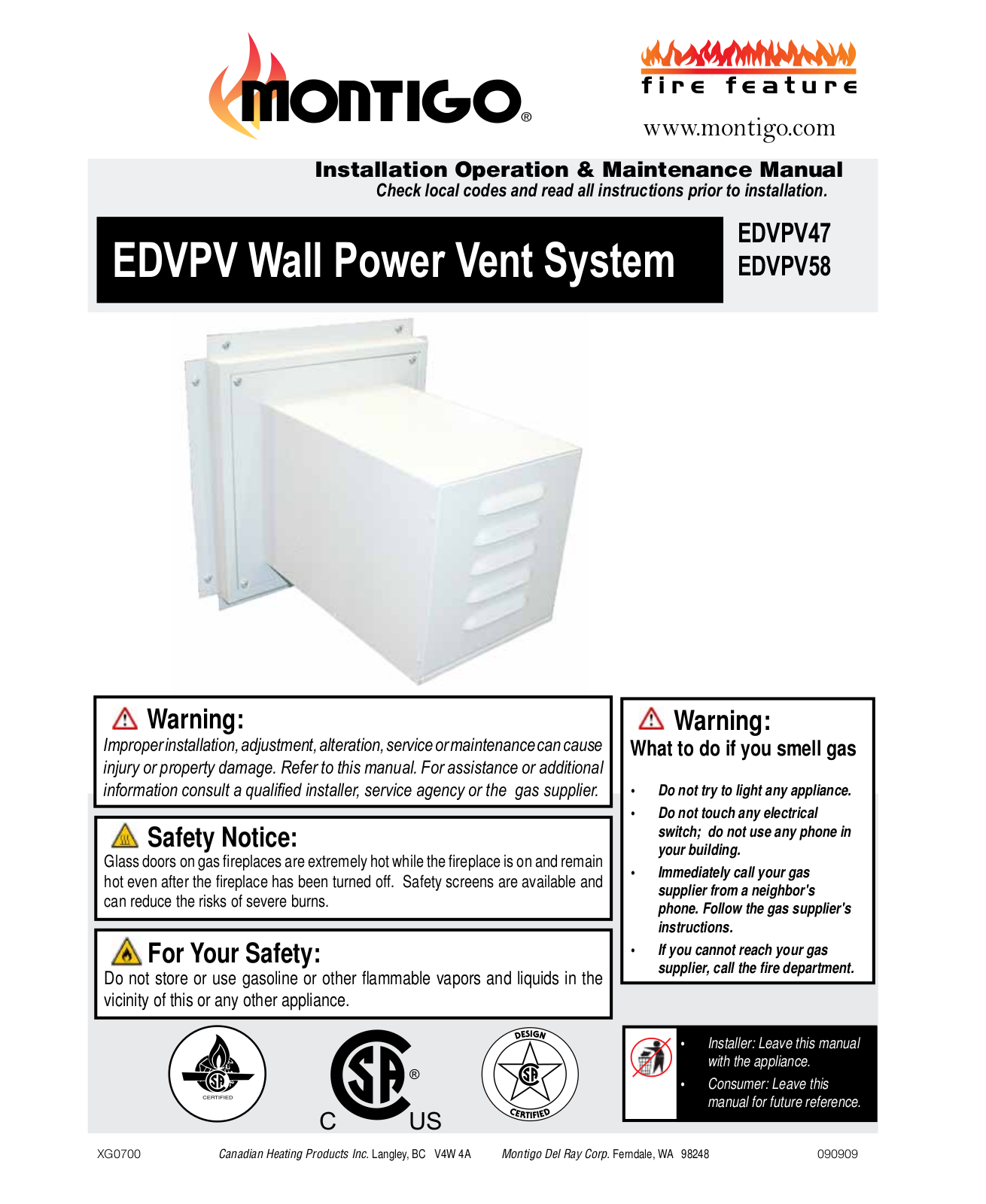 Montigo EDVPV47 User Manual