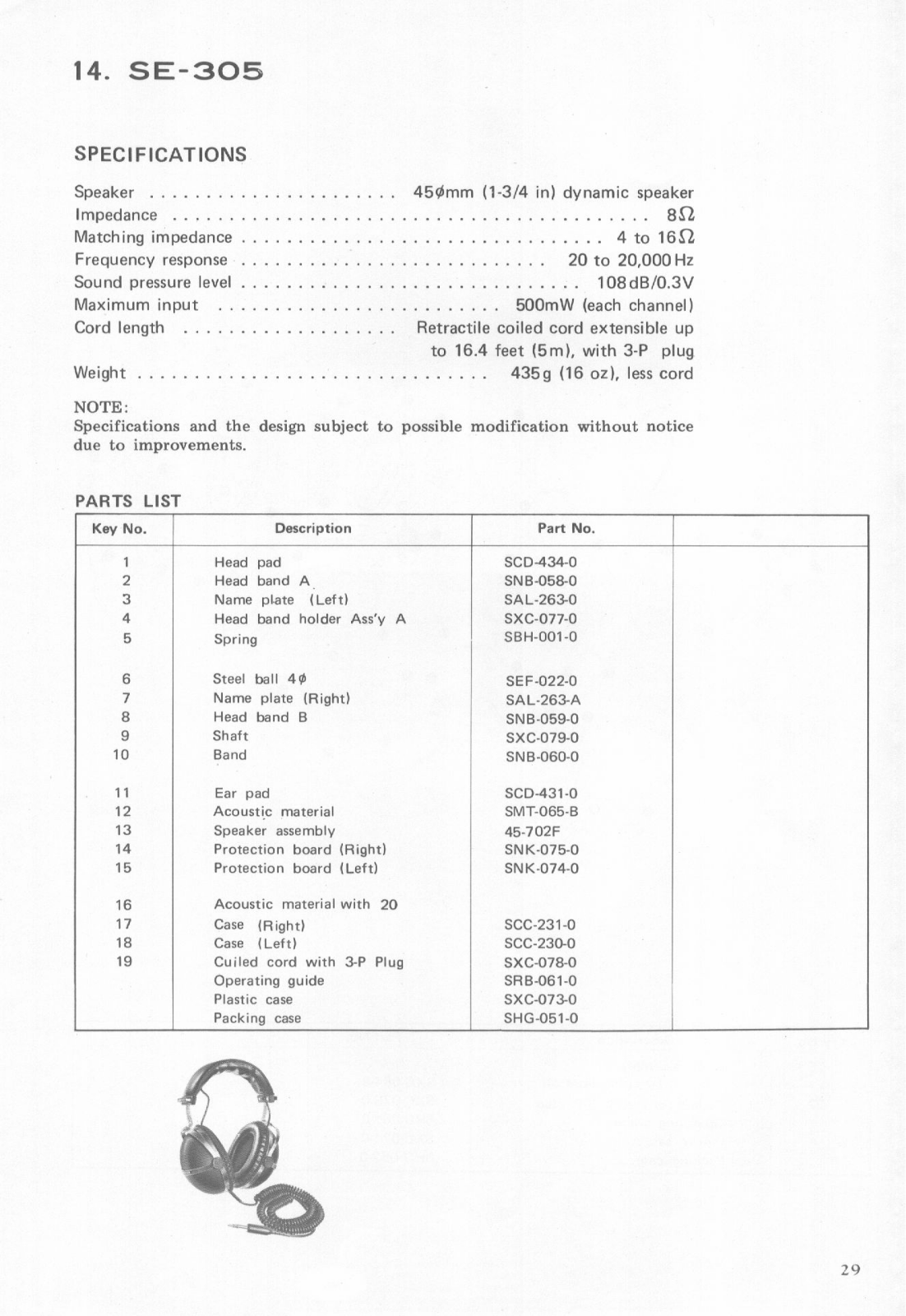 Pioneer SE-305 Service Manual