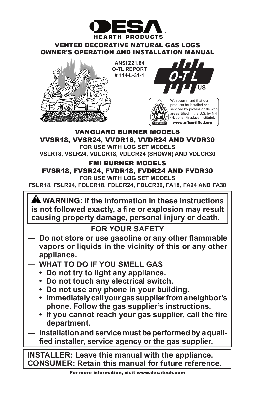 Desa VVDR30 User Manual