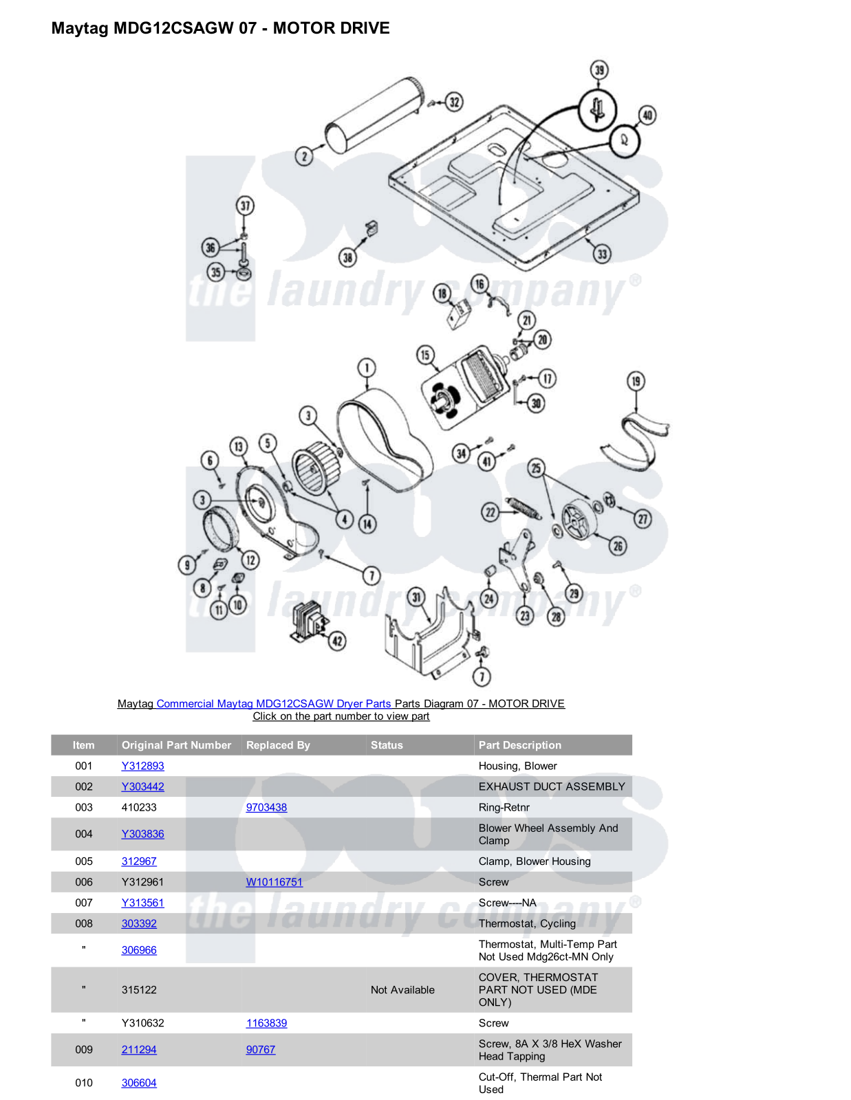 Maytag MDG12CSAGW Parts Diagram