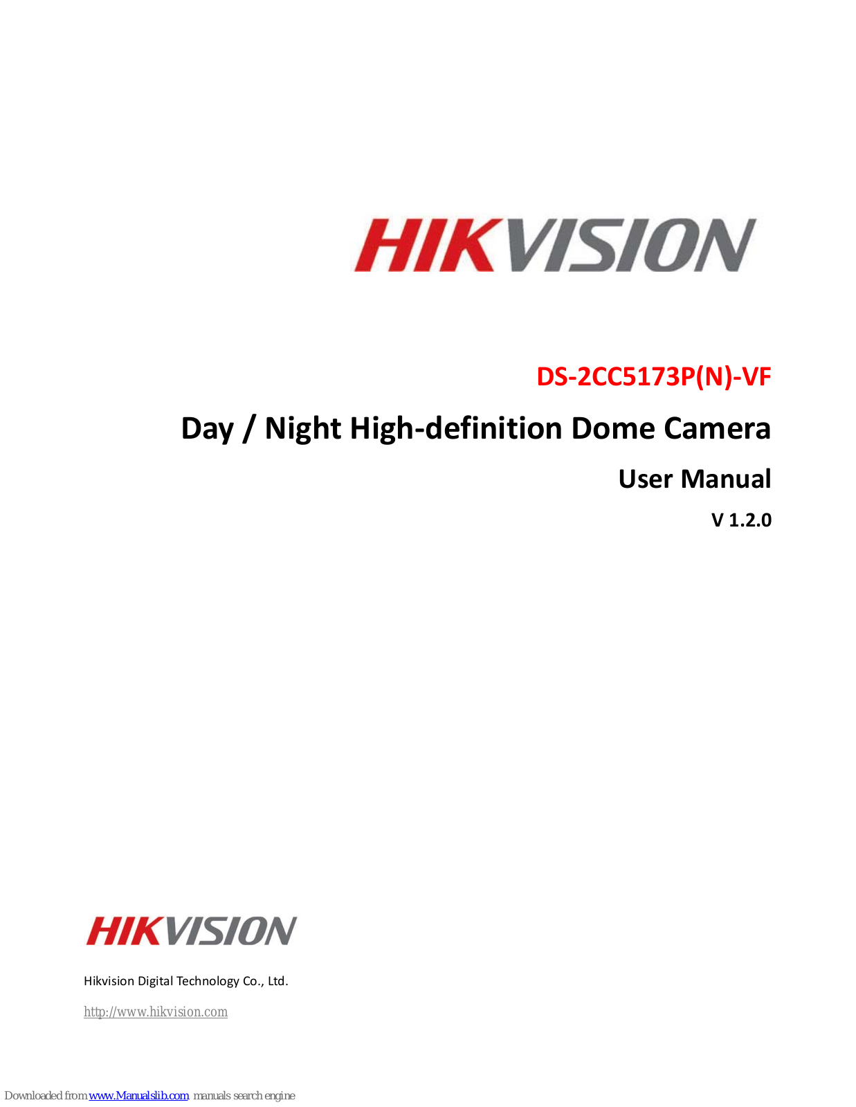 HIKVISION DS‐2CC5173P‐VF, DS‐2CC5173N‐VF User Manual