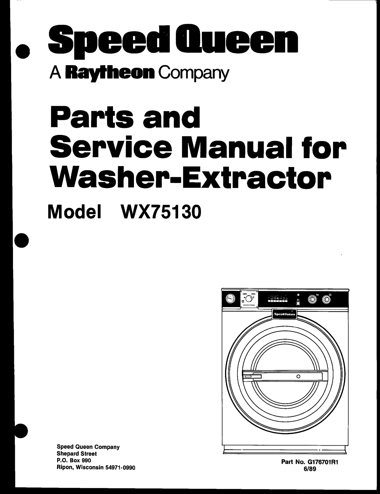 Speed Queen WX75130 Parts And Service Manual