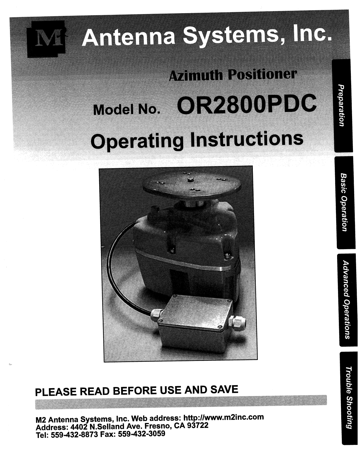 M2 Antenna Systems OR2800PDC User Manual