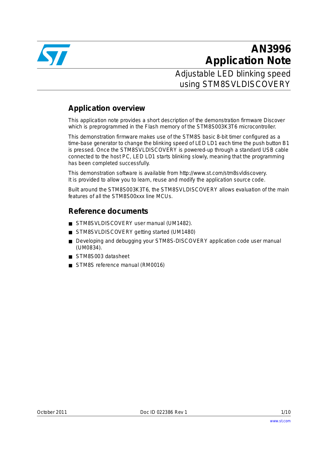 ST AN3996 APPLICATION NOTE