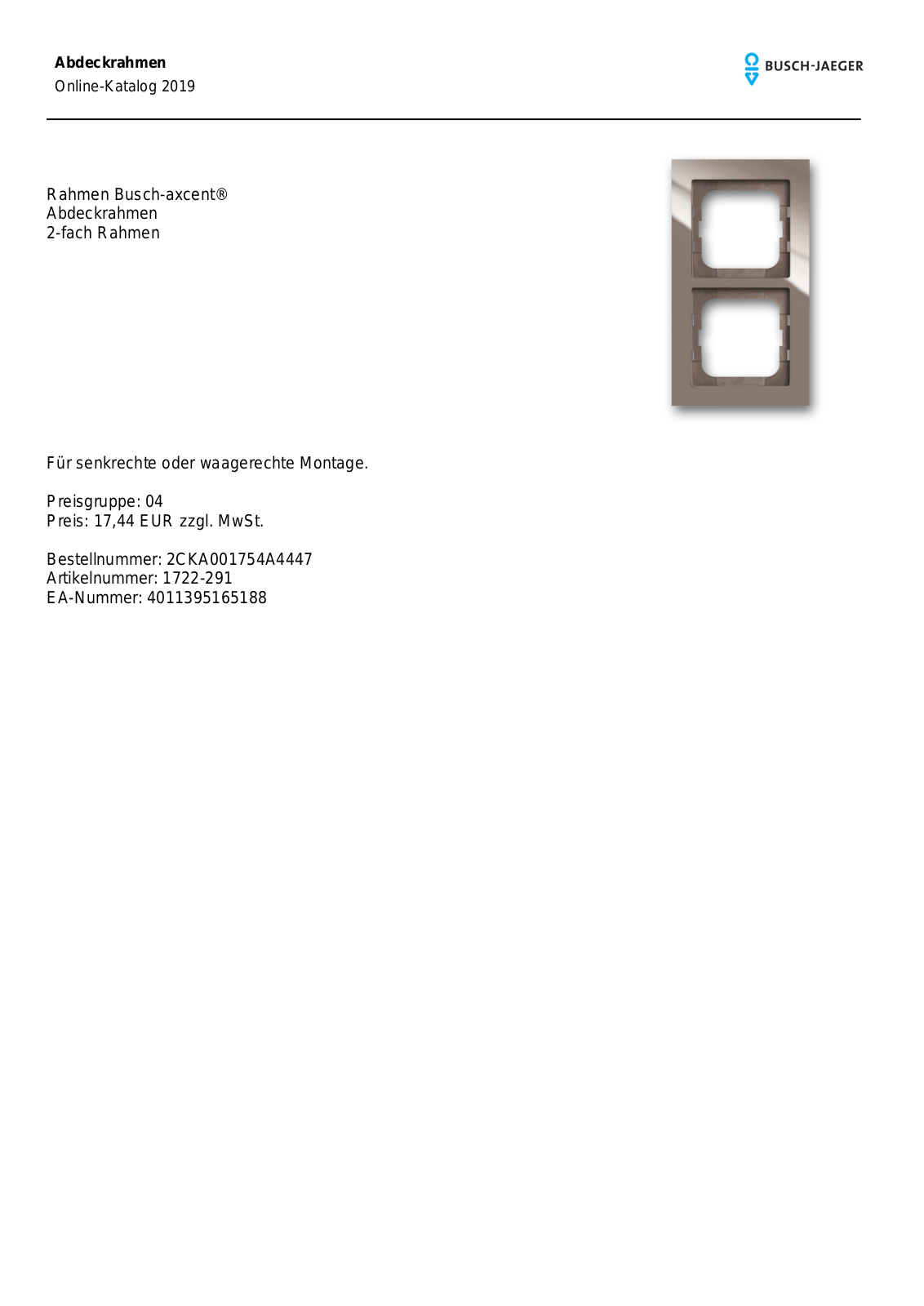 Busch-Jaeger 1722-291 User Manual
