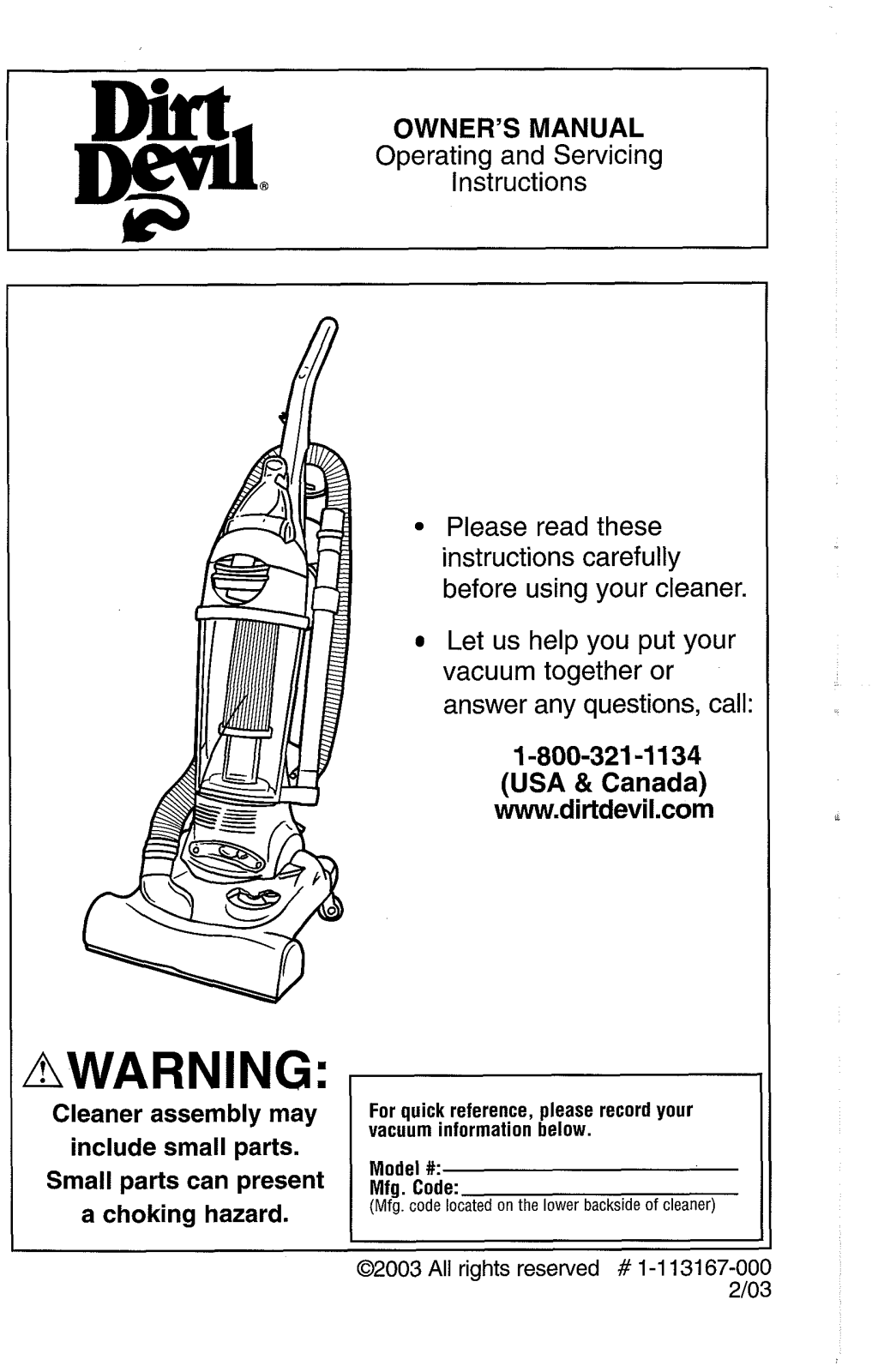 DIRTDEVIL M088300B User Manual - ManualMachine.com